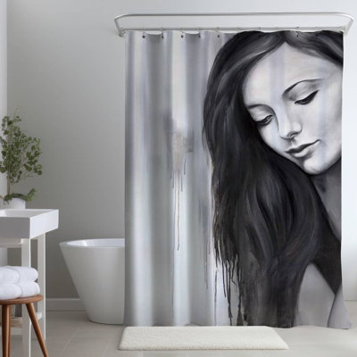 Shower Curtain FI30 – Polyester Shower Curtain, Dye Sublimation Print, 71" W × 74" L