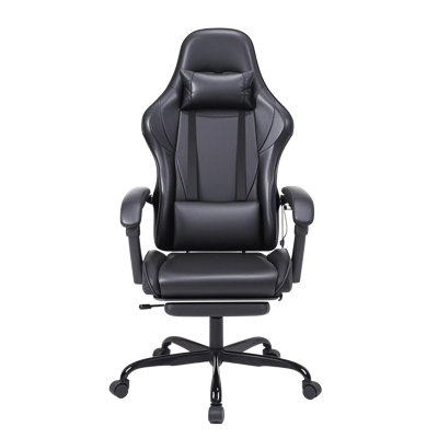Ergonomic Gaming Chair Faux Leather Reclining  Swiveling PC & Racing Massage Video Game Chair with Footrest