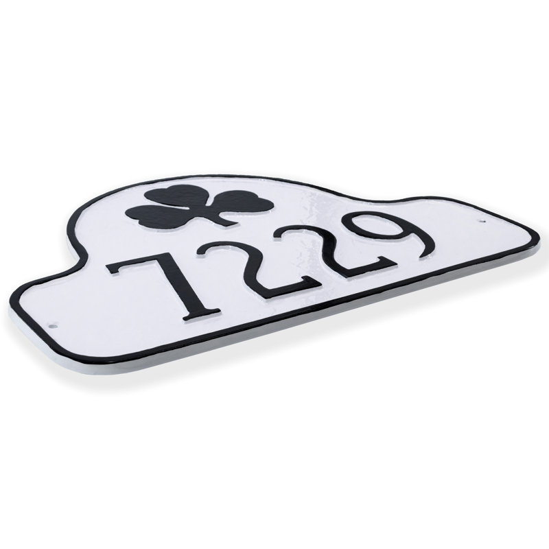Shamrock 1-Line Wall Address Plaque, White / Black, Yes