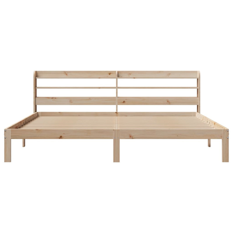 Pawlonka Solid Wood Bed Frame, 82cm H x 216cm W x 210cm D, Brown