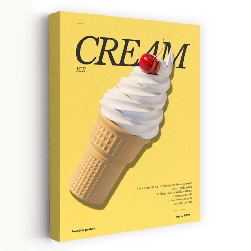 Art mural contemporain cerise crème glacée, H 18 po x l 12 po