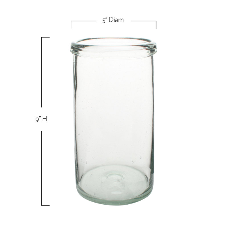 Vase de table en verre recyclé, H 9 po x l 5 po x P 5 po