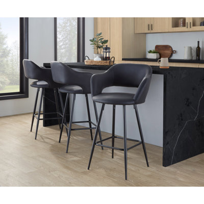 Lake 26" Fixed-Height Counter Stools with Metal Legs & Square Footrest