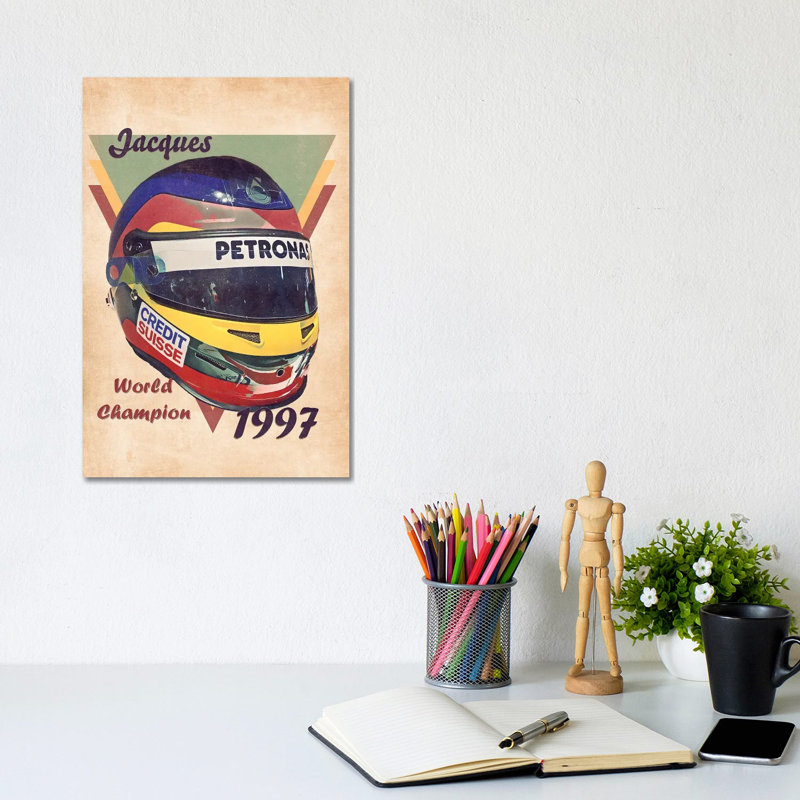 Jacques Villeneuve's Helmet Retro - Wrapped Canvas Painting, 20.32 cm H x 30.48 cm W