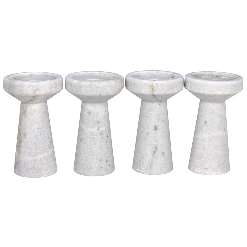 Aleka Candlestick, 6" H x 3.5" W x 3.5" D, White