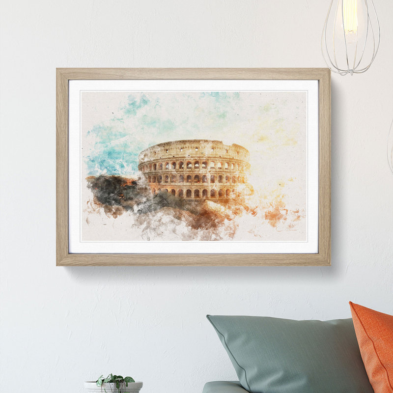 The Colisium in Rome Italy - Picture Frame Painting Print, 45cm H x 63cm W x 2cm D, Oak Framed