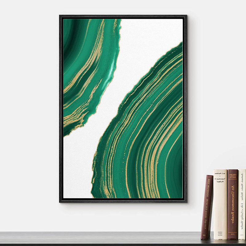 Ring Ring Abstract Shapes Illustration - Peinture sur toile à cadre flottant, H 24 po x l 16 po x P 1,5 po, Noir