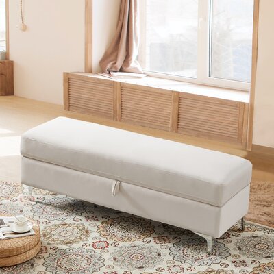 Ivory storage bench, bedroom bench, upholstered bench -  Orren Ellis, 8F74E7008CA44B8DBAFAD027324F0A77