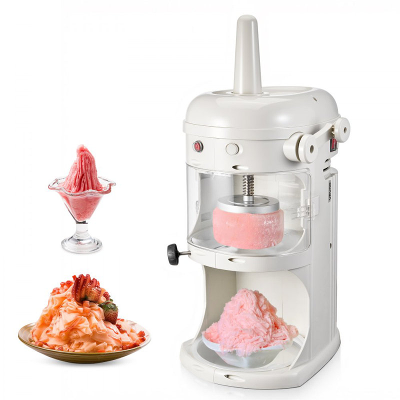 Commercial Fluffy Shaved Ice Machine 220LBS/H Electric Ice Crusher White