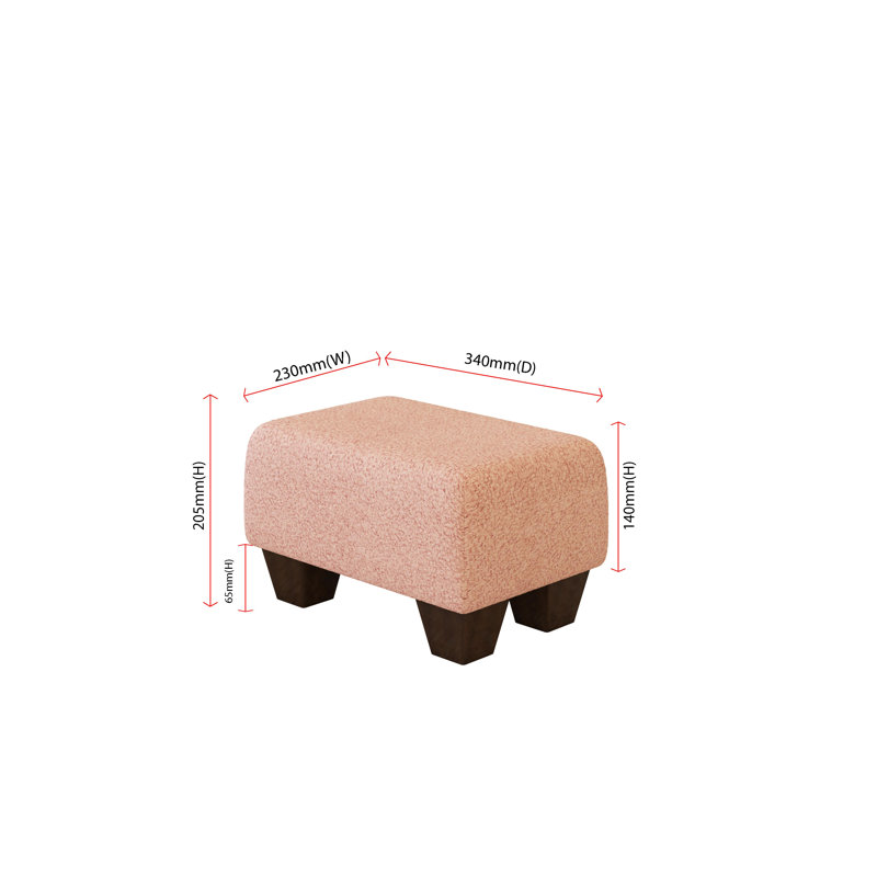 Manufactured Wood Accent Stool, Pink, Mahogany Wood, Boucle