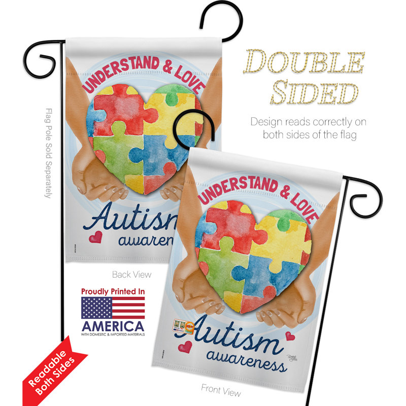 Ensemble de 2 drapeaux de jardin décoratives en polyester de 2 côtés 19 po tdah awareness