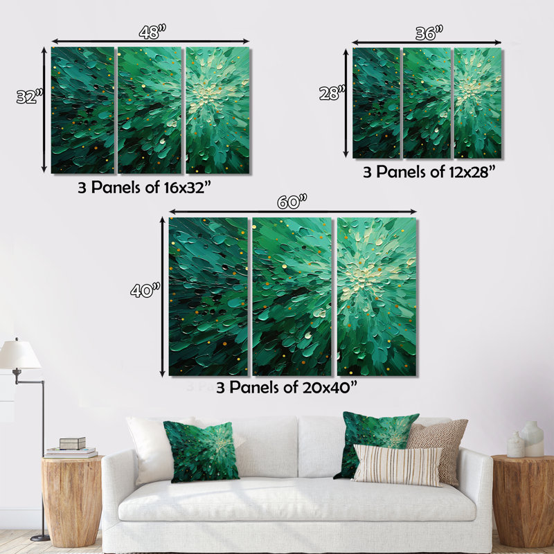 Emerald Euphoria II - ensemble de reproduction d'art mural abstrait, H 28 po x l 36 po x P 1 po