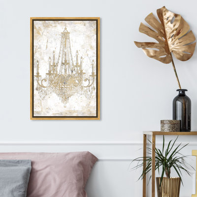 «Fashion and Glam White and Gold Chandelier», reproduction d'impression sur toile