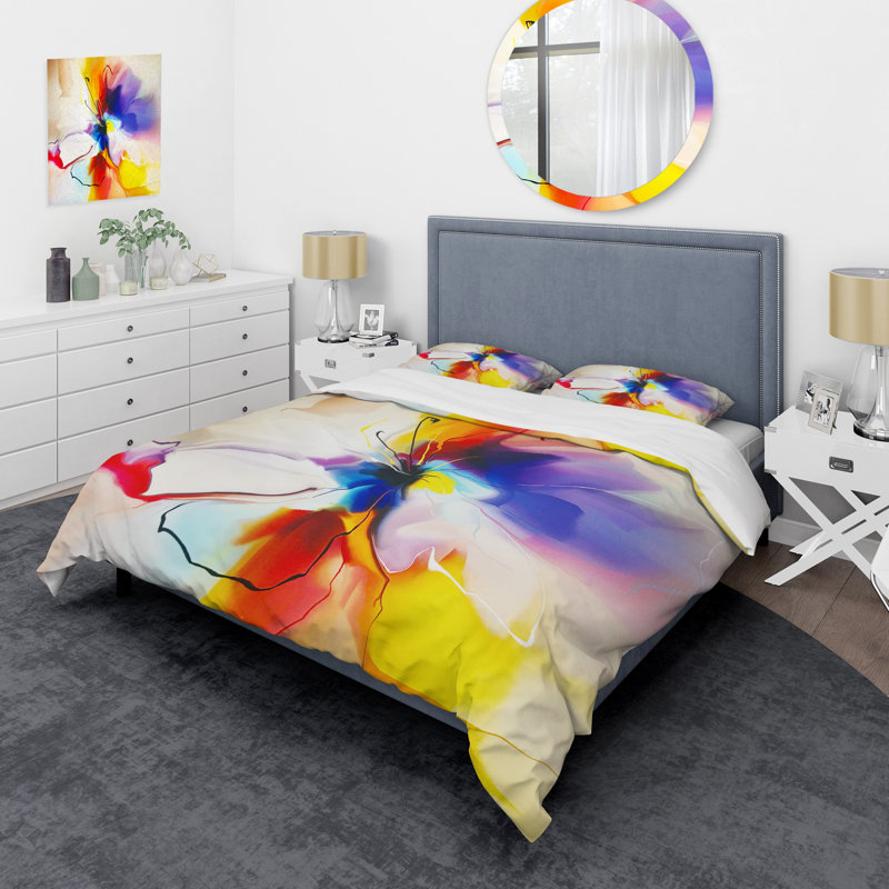 Creative Flower in Multiple Colors - Abstract Duvet Cover Set - Microfiber Polyester, null