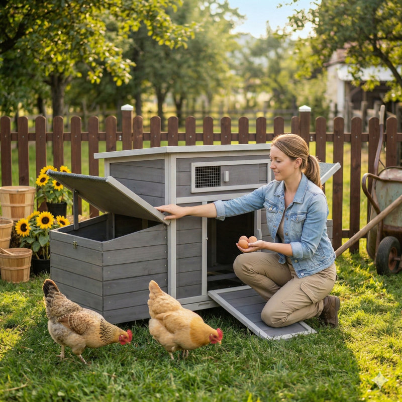Abri extérieur en bois substantiel avec compartiments gigognes à deux côtés
