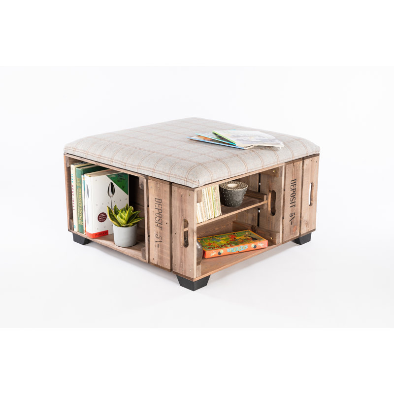 Krugerville 82cm Wide Square Tartan Ottoman with Storage