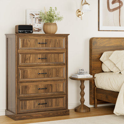 Hava Modern 5 Drawer Dresser, Tall Drawer Chest for Bedroom,Living Room with Anti-Tip Device