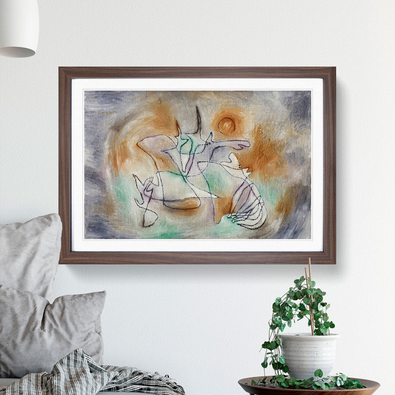 Howling Dog by Paul Klee - Picture Frame Painting, Walnut Framed, 36cm H x 48cm W x 2cm D