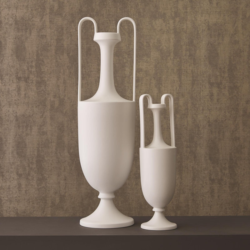 Elongated Grecian Amphora-Matte White, 20" H x 6.25" W x 6.25" D