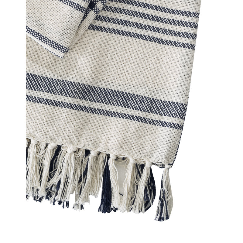 Danby Ink Plaid Cotton Throw Blanket with Tassels