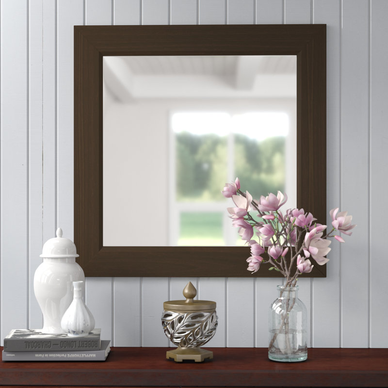 Solid Wood Flat Wall Mirror, 39.5" H x 39.5" W