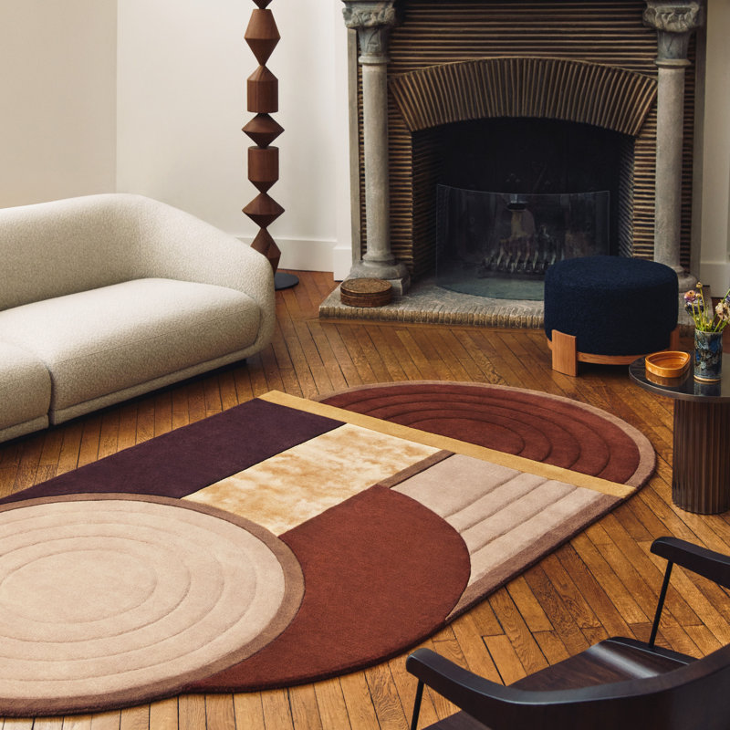 Bijoux Precieux Hand Tufted Area Rug in Brown, Novelty 6'7" x 12'9"