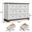 Commode 6 tiroirs style campagnard avec base en bois rustique, commode de rangement pour la chambre à coucher, le salon, belle et robuste
