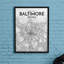 Baltimore City Map, reproduction d'impression sur affiche en blanc / gris-24704868
