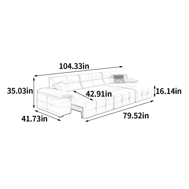 Mendiola, H 35,03 po x l 104,33 po x P 41,73 po