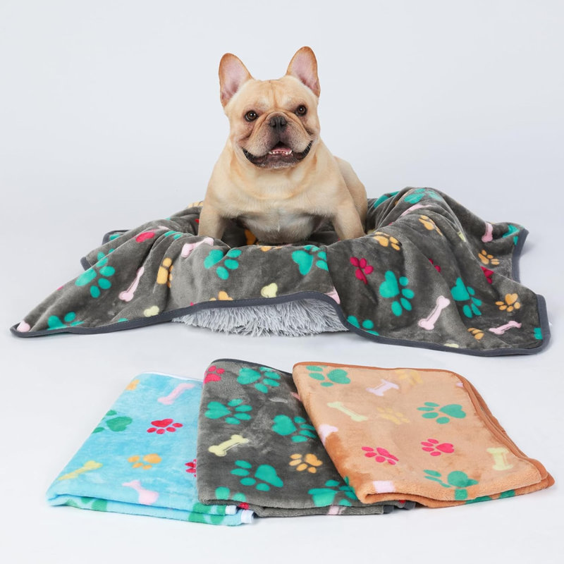 Pet Blanket, Gray/Brown/Blue