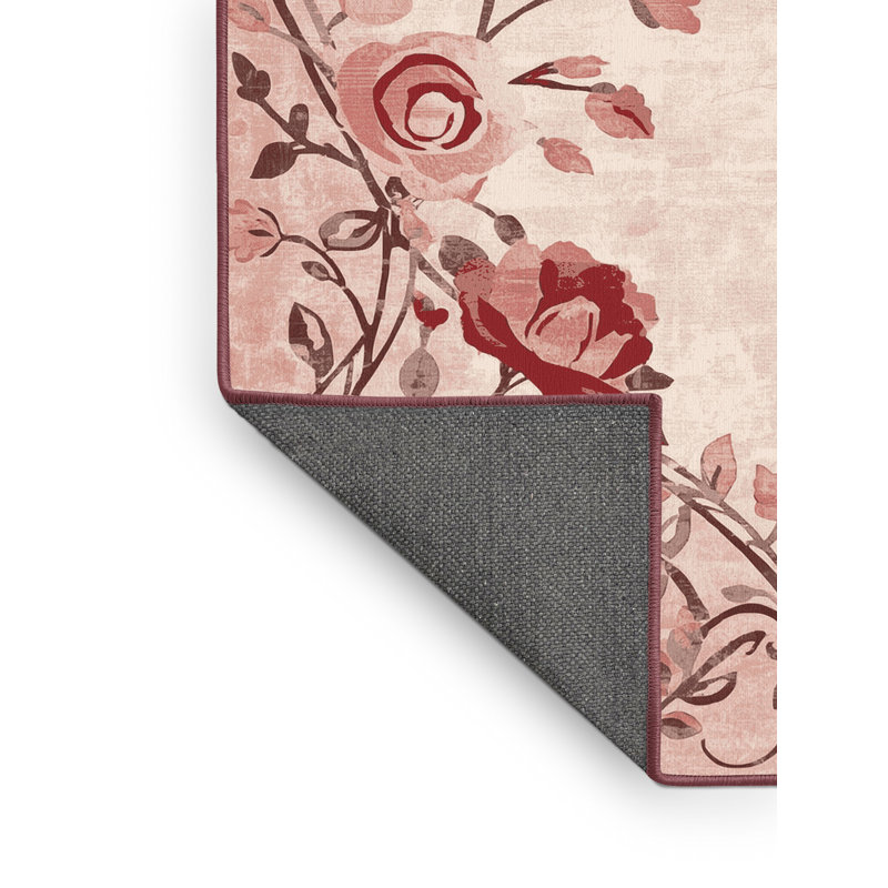 Tapis rose doux et moelleux à motif abstrait moderne et contemporain Findley Valentines, 6 X 9