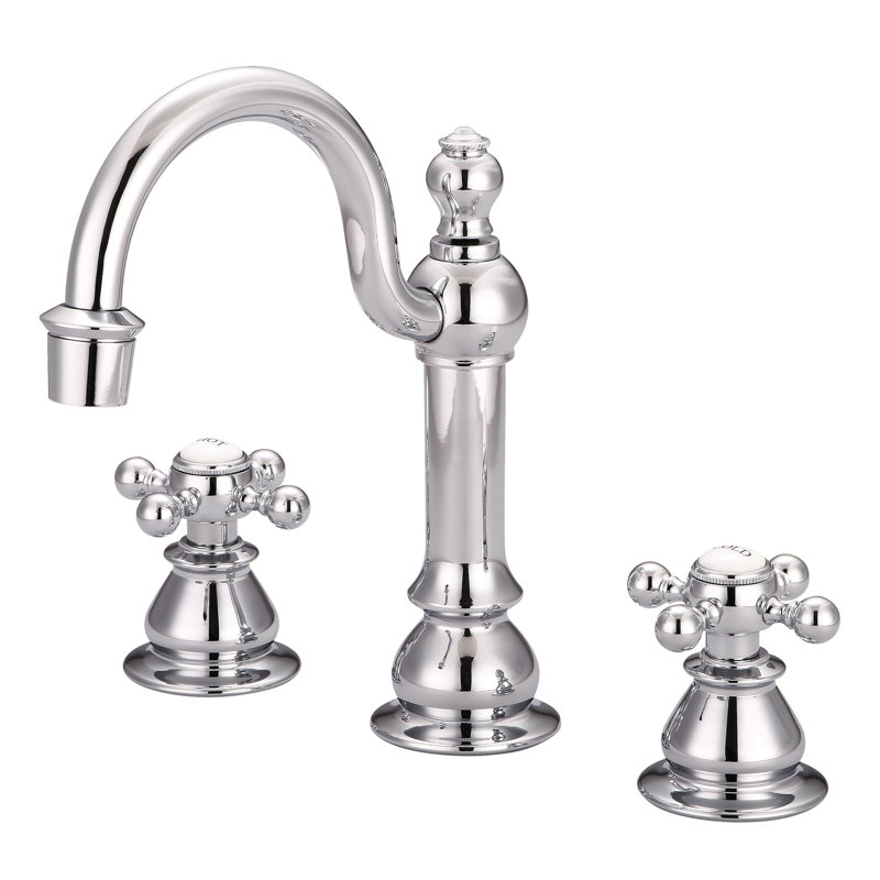 2-handle Bathroom Faucet with Drain Assembly, Cross, Chrome