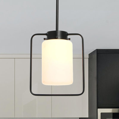 Metal and Frosted Glass Convertible Flush Mount/Pendant Ceiling Light