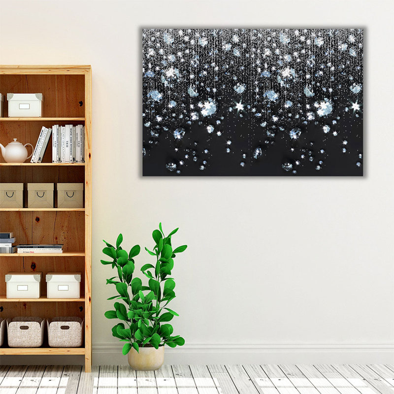 Art mural noir et blanc, art mural abstrait, grand art mural moderne pour chambre à coucher | Diamants , H 24 po x l 36 po