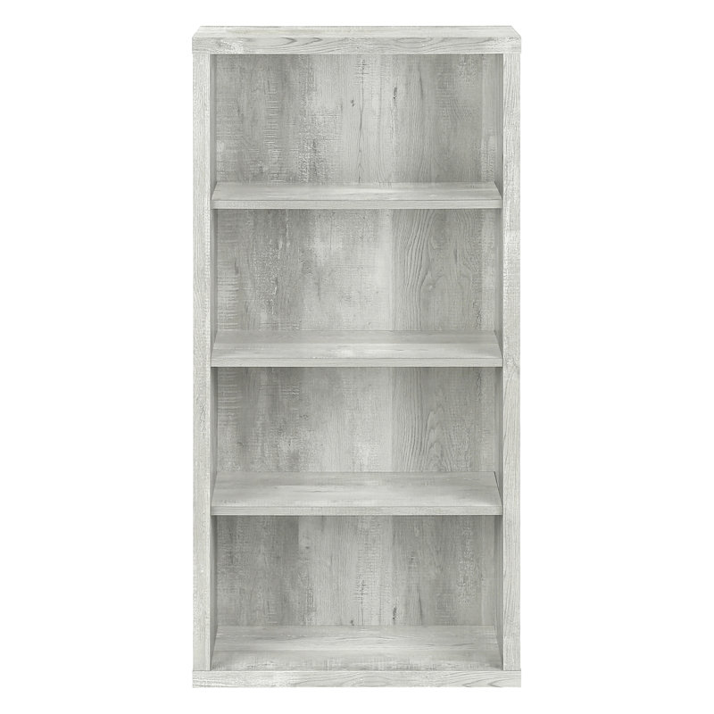 Bibliothèque contemporaine à 5 niveaux en gris, idéale pour le rangement de chambre à coucher de bureau, bibliothèque moderne de 47,5 pouces de hauteur, niveau, stratifié gris, rangement décoratif