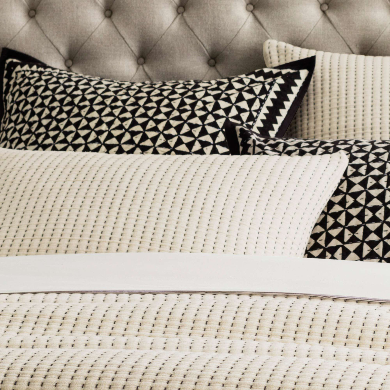 Pick Stitch Matelasse Sham, Natural, King