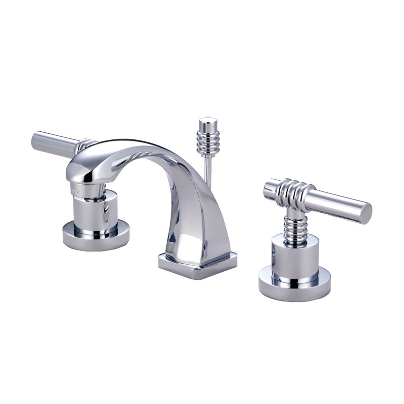 Kingston Brass Claremont Two-Handle 3-Hole Deck Mount Widespread Bathroom Faucet with Brass Pop-Up Drain, Polished Chrome