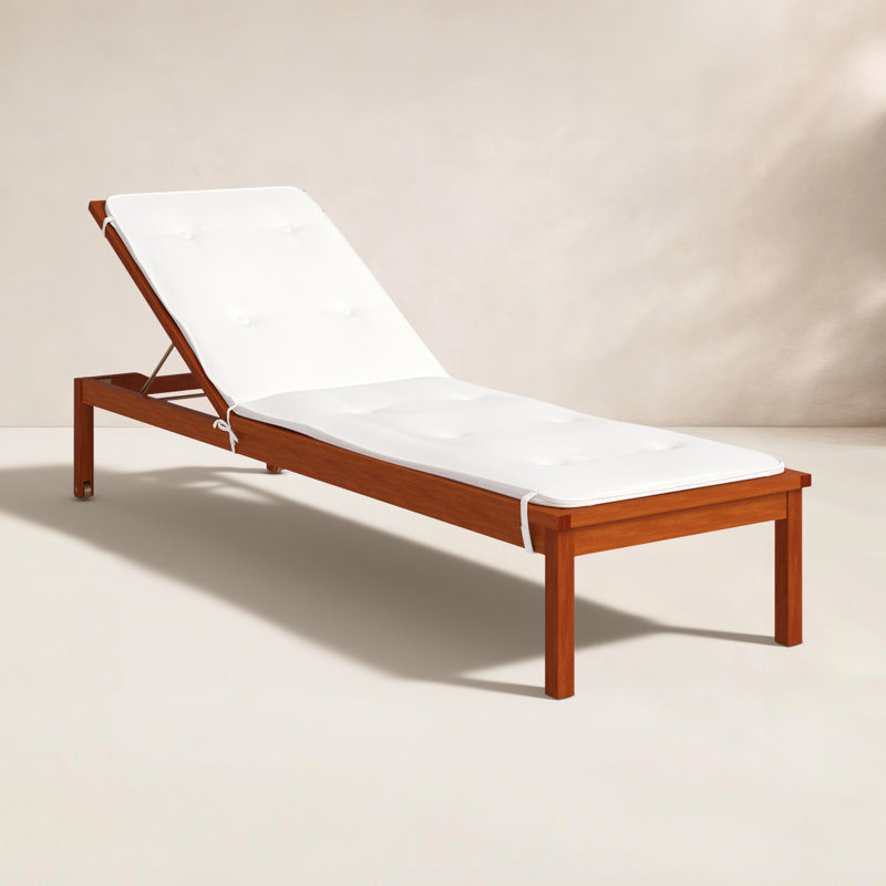 Beckton Outdoor Eucalyptus Wood Chaise Lounge , Cushion Included