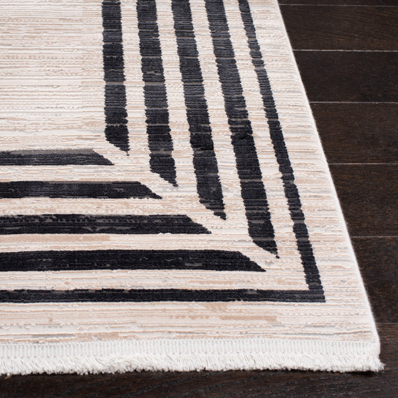 Tapis Signature 607 ivoire / noir, Rectangle 9 pi 8 po x 13 pi