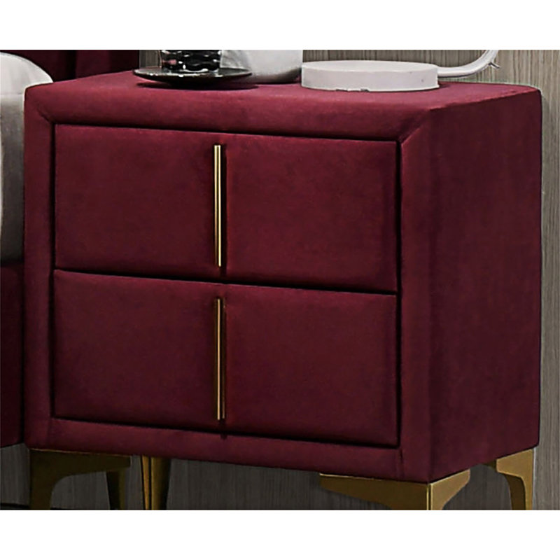 Upholstered Nightstand Bedside Table With Drawers