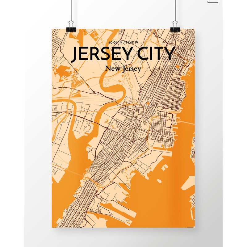 Jersey City Map - No Frame Print, 43.2cm H x 27.9cm W x 0.13cm D
