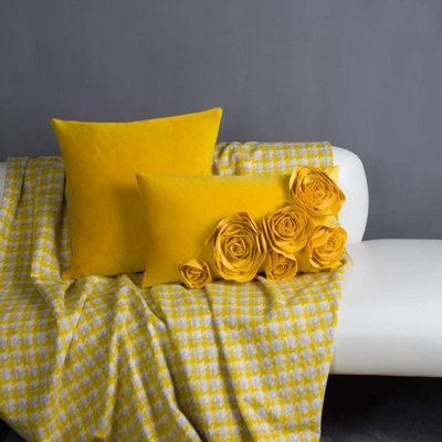 Red Barrel Studio® 3D Rose Flower Throw Pillow Handmade Decorative Accent Pillow Case 12*20Inch