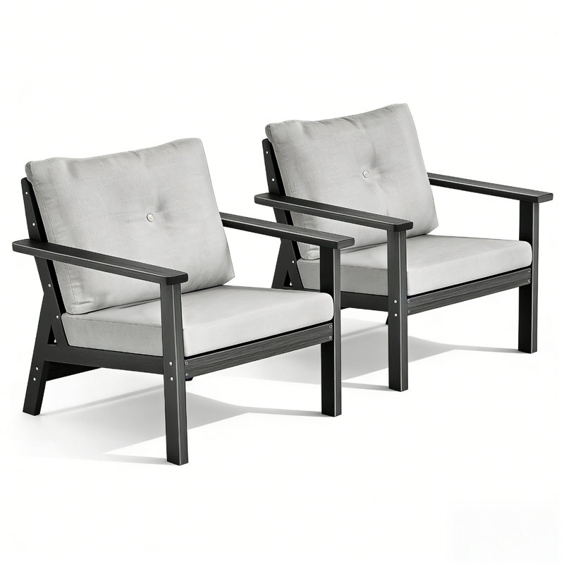 Canapé d'extérieur avec accoudoirs (ensemble de 2), Noir