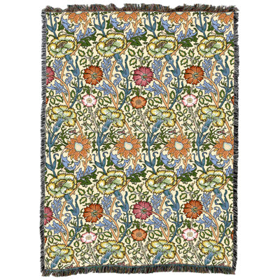 Pure Country Weavers William Morris Pink and Rose Blanket XL - Arts & Crafts - Gift Tapestry Throw Woven from Cotton - Made in the USA (82x62)