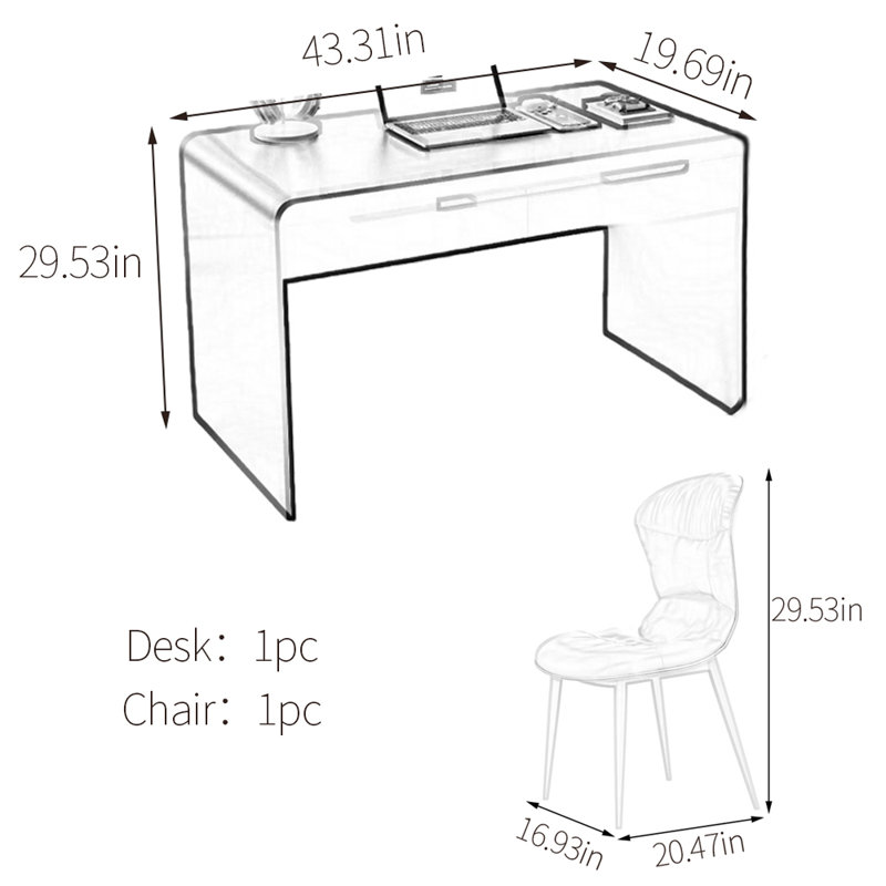 Ensemble de bureau Goodlow, H 29,53 po x l 43,31 po x P 19,69 po, Noir