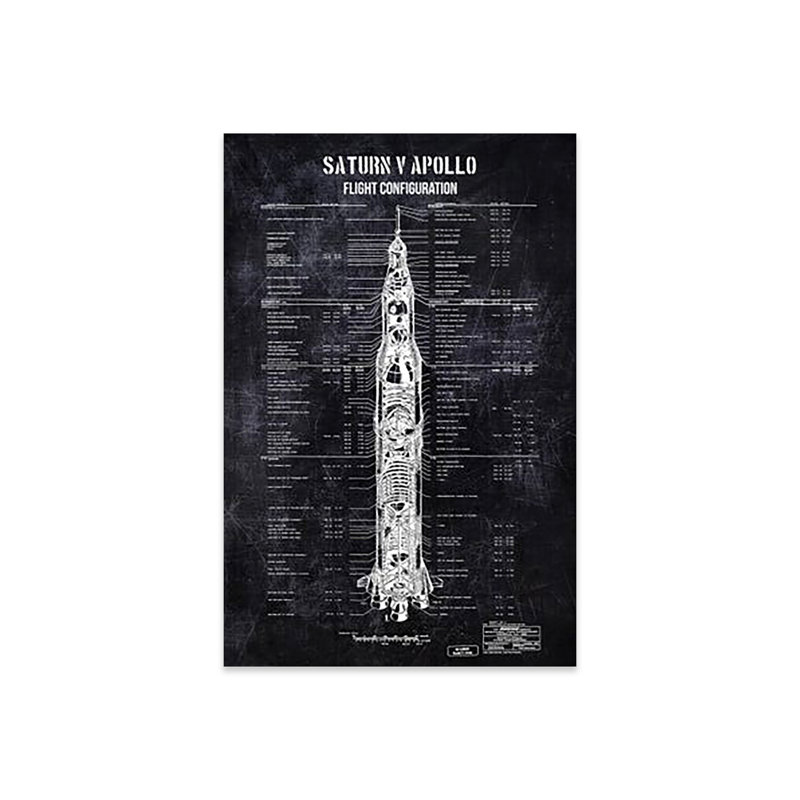 Saturn V Apollo Configuration par Joseph Fernando - impression sans cadre, H 24 po x l 16 po x P 0,25 po