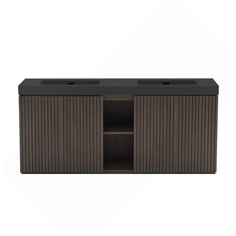 Grand meuble-lavabo autoportant 72 po avec lavabo 72 po pour salle de bain moderne, lavabo une pièce sans drain ni robinet