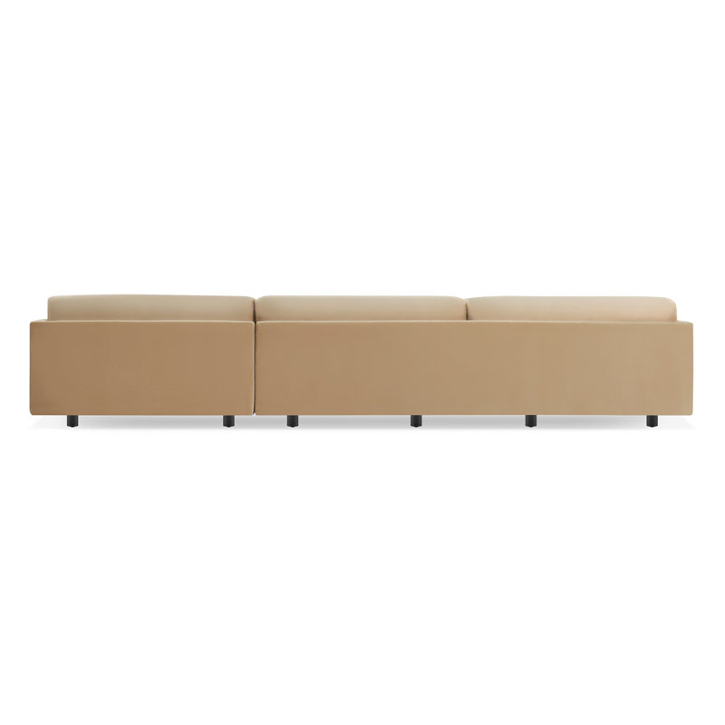 Sunday Chaise Sectional, Camel Velvet Polyester Blend, Right Hand Facing