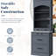 Armoire de cuisine de 83,7 pouces de hauteur avec faux marbre, 5 tiroirs de rangement et tablette réglable, garde-manger moderne gris pratique, plateau en marbre, tablette-151761260