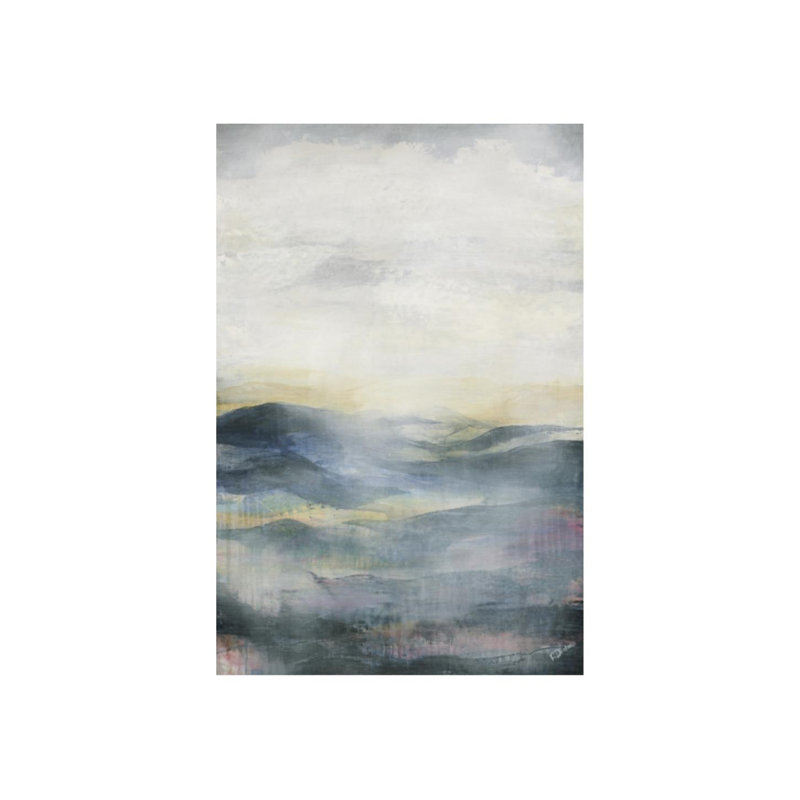 Misty Hills I - Peinture, H 36 po x l 24 po x 1,5 po, Image au gel brossé